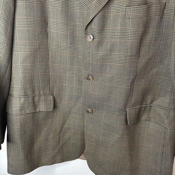Brooks Brothers 346 Men's 3-Button Blazer Brown Houndstooth 100% Wool Size 44R - Picture 3 of 13